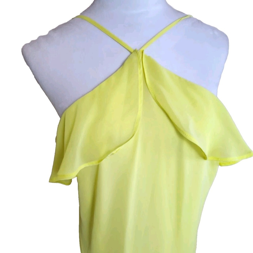 River Island Womens Halter Maxi Dress US 16 XL Yellow Beach Tropical‎ Resortwear - Picture 11 of 16